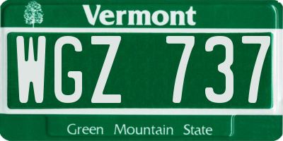 VT license plate WGZ737