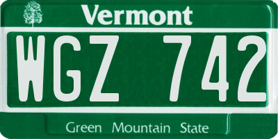 VT license plate WGZ742