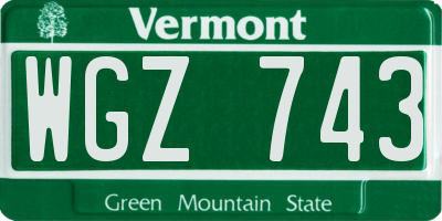 VT license plate WGZ743