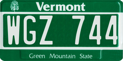VT license plate WGZ744