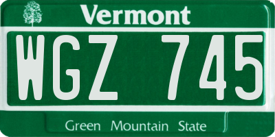 VT license plate WGZ745