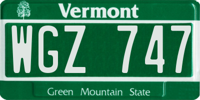 VT license plate WGZ747