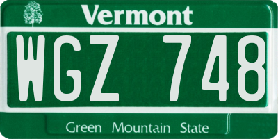 VT license plate WGZ748