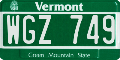 VT license plate WGZ749