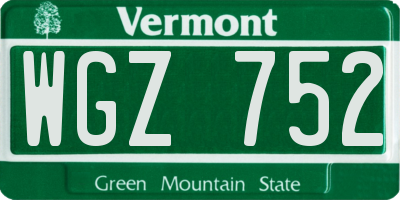 VT license plate WGZ752