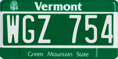 VT license plate WGZ754
