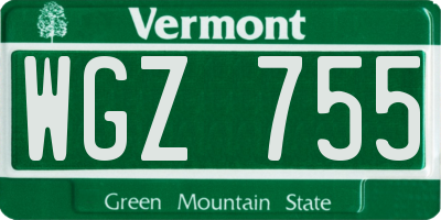 VT license plate WGZ755