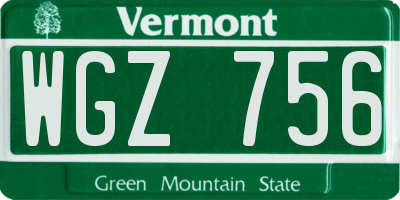 VT license plate WGZ756