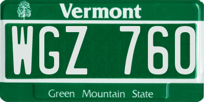 VT license plate WGZ760