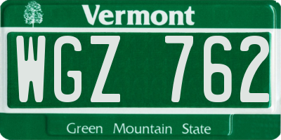 VT license plate WGZ762