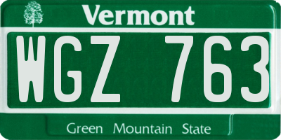 VT license plate WGZ763