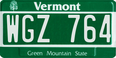 VT license plate WGZ764