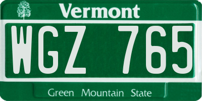 VT license plate WGZ765