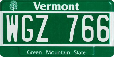 VT license plate WGZ766