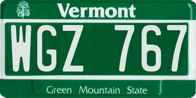 VT license plate WGZ767