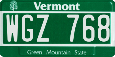 VT license plate WGZ768