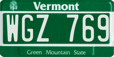 VT license plate WGZ769