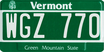 VT license plate WGZ770