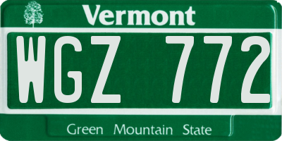 VT license plate WGZ772