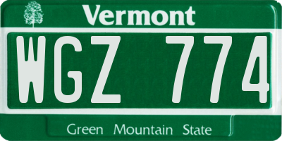 VT license plate WGZ774