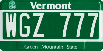 VT license plate WGZ777