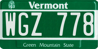 VT license plate WGZ778