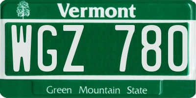 VT license plate WGZ780