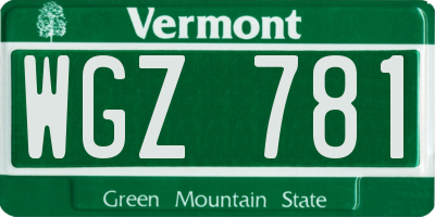 VT license plate WGZ781