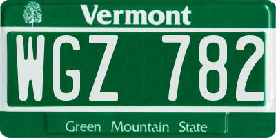 VT license plate WGZ782