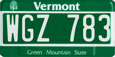 VT license plate WGZ783