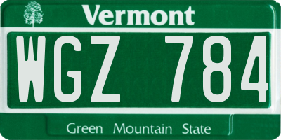 VT license plate WGZ784