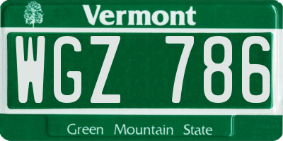 VT license plate WGZ786