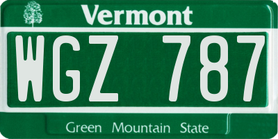 VT license plate WGZ787