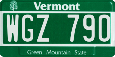 VT license plate WGZ790