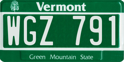 VT license plate WGZ791