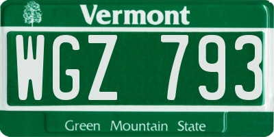 VT license plate WGZ793