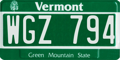 VT license plate WGZ794