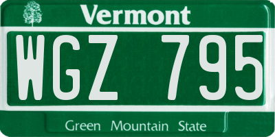 VT license plate WGZ795