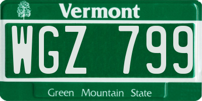 VT license plate WGZ799