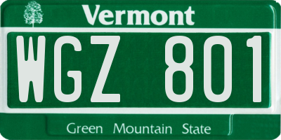 VT license plate WGZ801