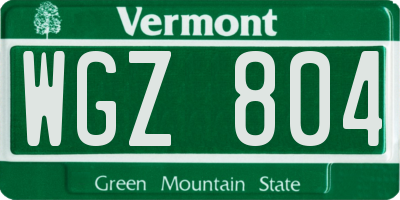 VT license plate WGZ804