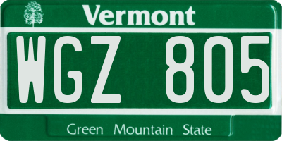 VT license plate WGZ805