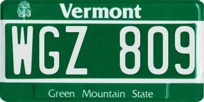 VT license plate WGZ809