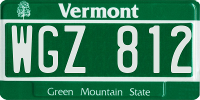 VT license plate WGZ812