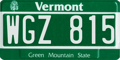 VT license plate WGZ815