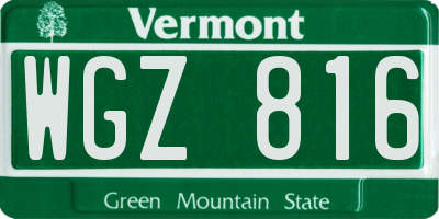 VT license plate WGZ816