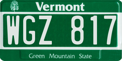 VT license plate WGZ817