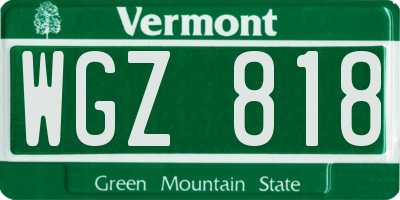 VT license plate WGZ818
