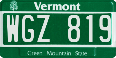 VT license plate WGZ819