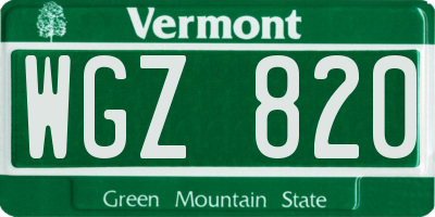 VT license plate WGZ820